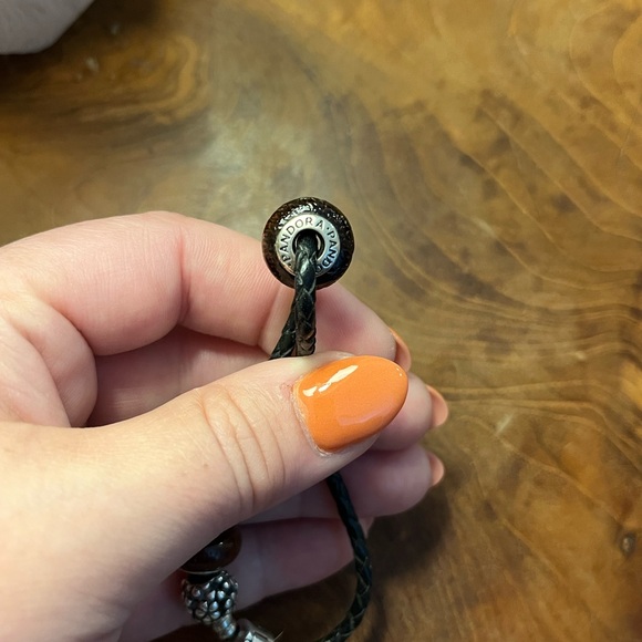 Pandora Retired Leather Bracelet with 6 Charms - Picture 10 of 11